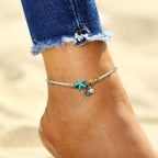 Anklet Bracelet with Stars and Shells Featuring Natural Stones