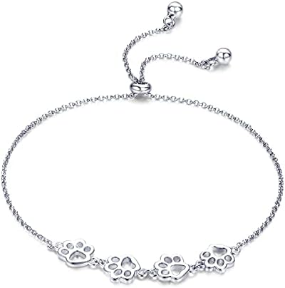 Adjustable Fit Sterling Silver Pet Print Bracelet