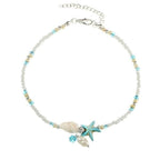 Anklet Bracelet with Stars and Shells Featuring Natural Stones