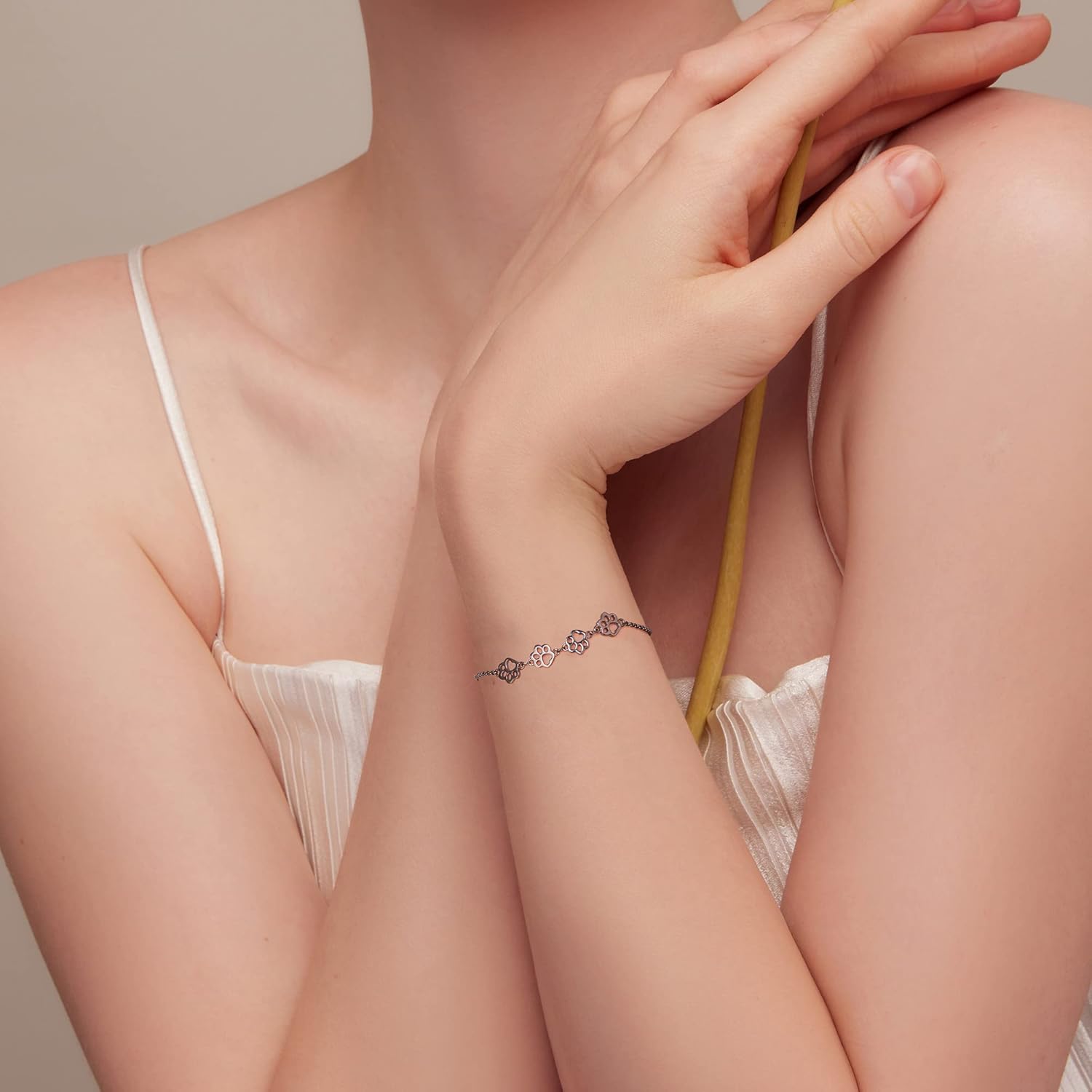 Adjustable Fit Sterling Silver Pet Print Bracelet