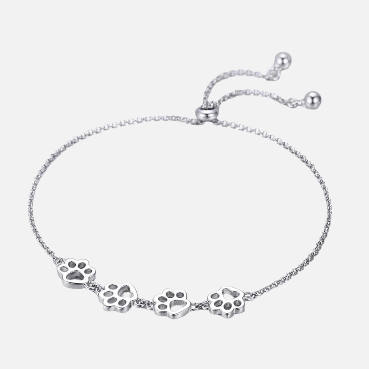 Adjustable Fit Sterling Silver Pet Print Bracelet