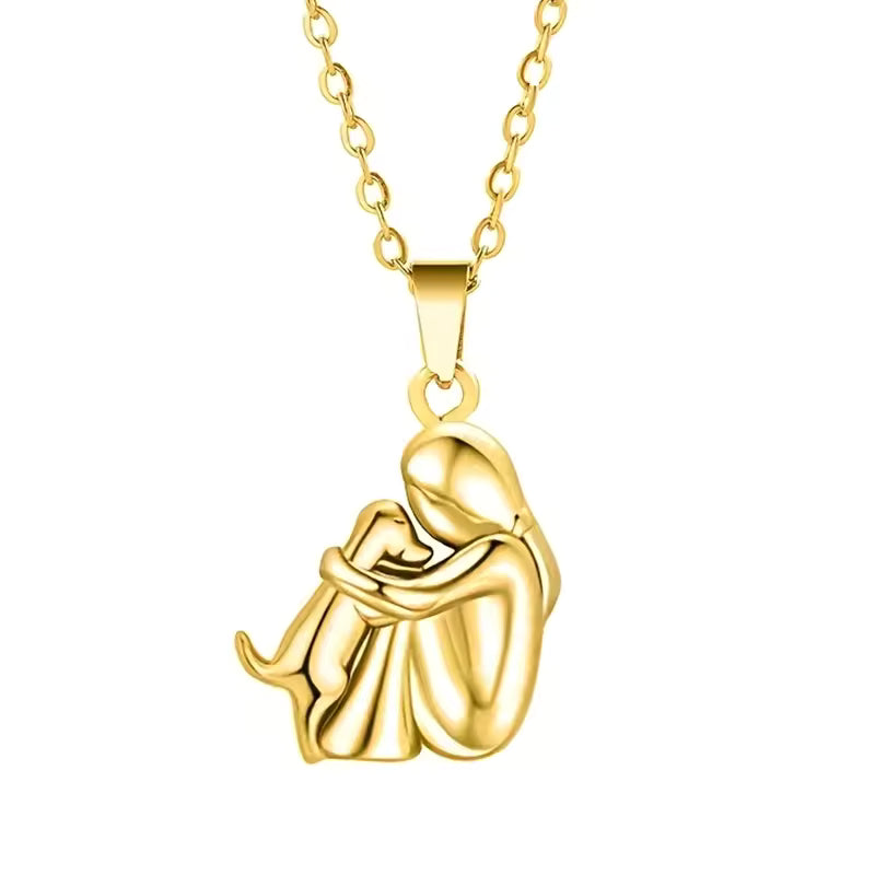 "Always in Your Thoughts" Dog Hug Pendant Necklace