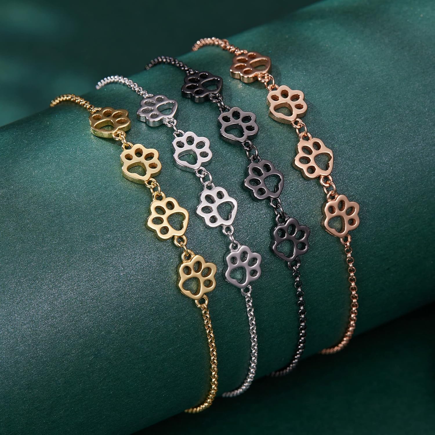 Adjustable Fit Sterling Silver Pet Print Bracelet