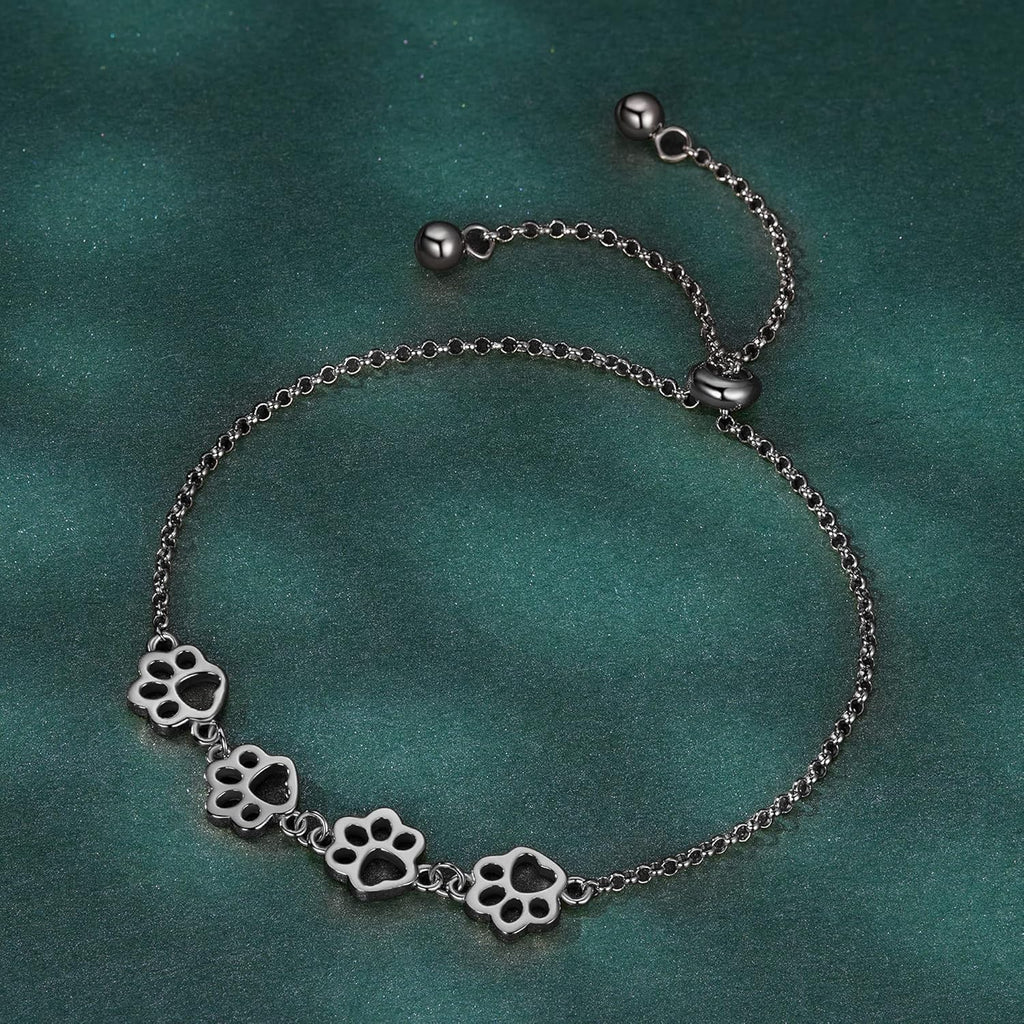 Adjustable Fit Sterling Silver Pet Print Bracelet
