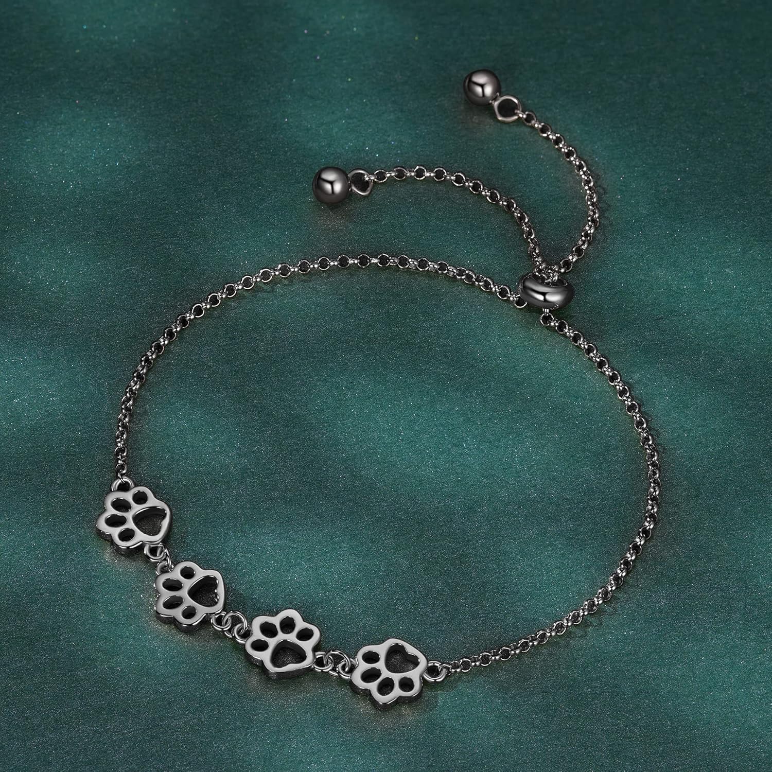Adjustable Fit Sterling Silver Pet Print Bracelet