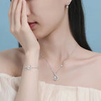 925 Sterling Silver Cat Earrings Featuring Moon & Star Design with Zircon