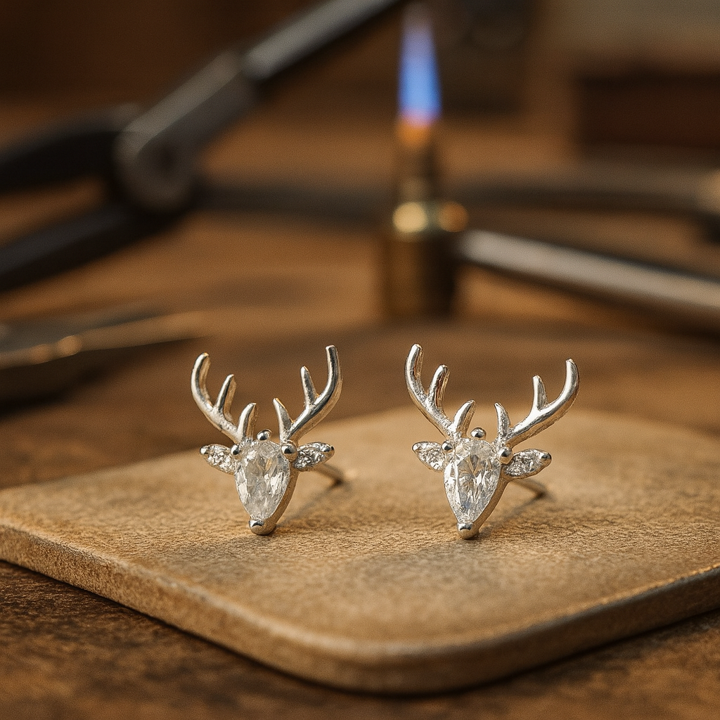 Antler Studs Featuring Transparent Zircon