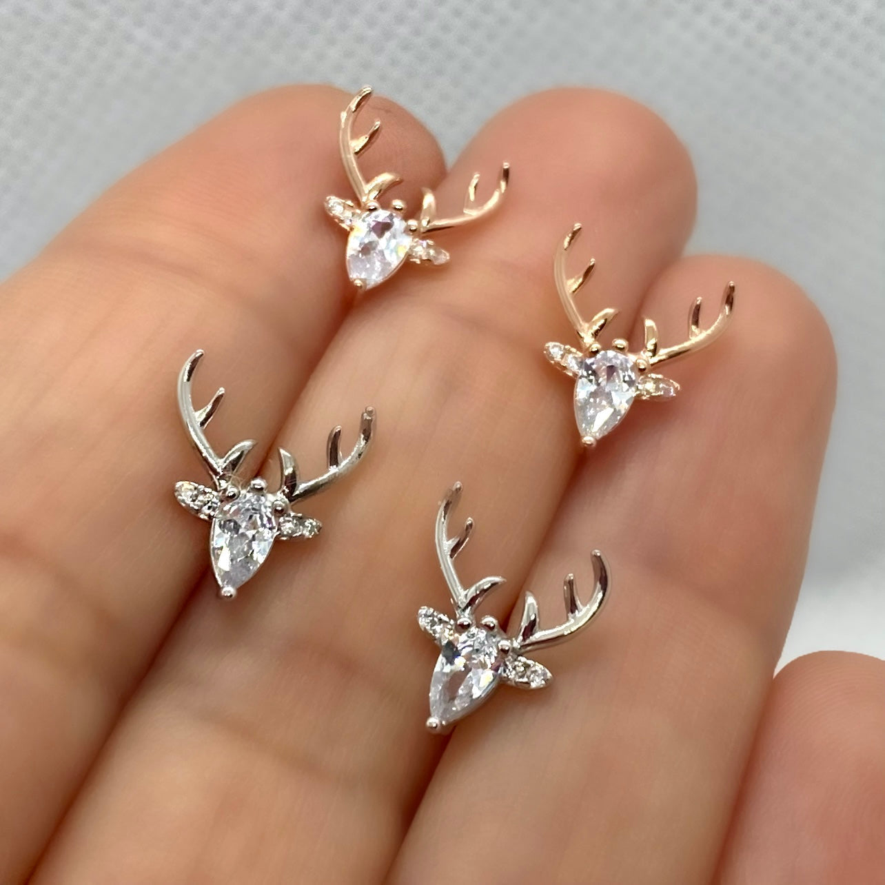 Antler Studs Featuring Transparent Zircon