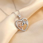 Lovely Heart Zircon Necklace Featuring Girl and Horse