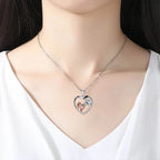 Lovely Heart Zircon Necklace Featuring Girl and Horse