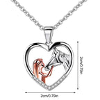 Lovely Heart Zircon Necklace Featuring Girl and Horse