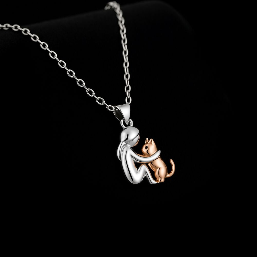 Cat Embrace Pendant Necklace with Free Earrings – Limited Time Offer