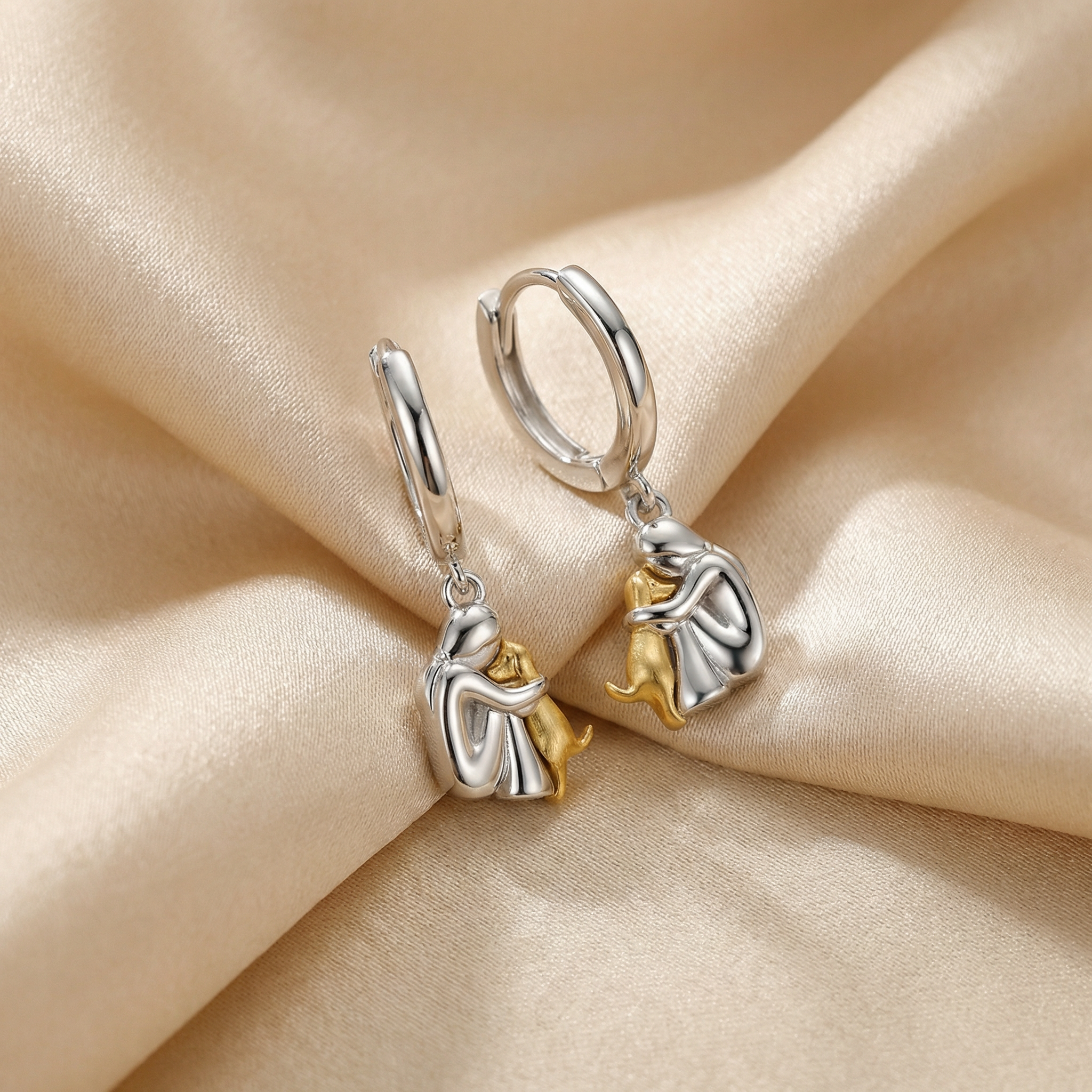 "Always in Your Thoughts" Dog Hug Dangle Earrings