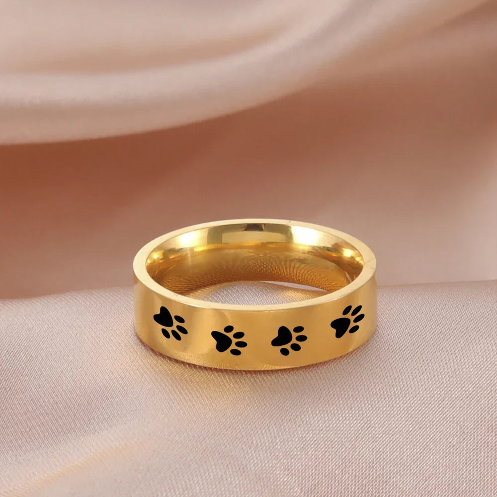 Artisan Paw Print Band in Stainless Steel