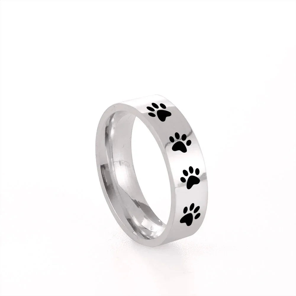 Artisan Paw Print Band in Stainless Steel