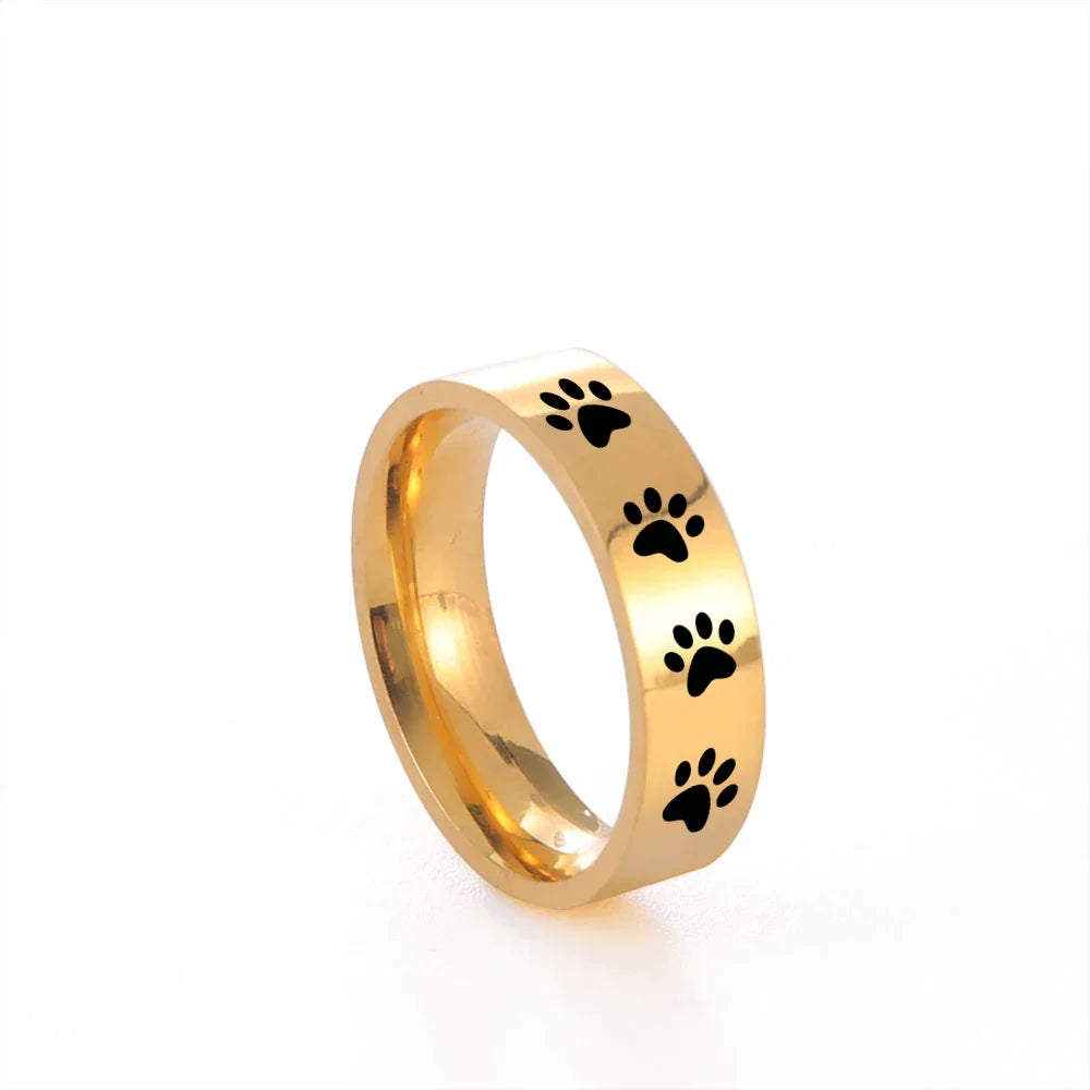 Artisan Paw Print Band in Stainless Steel