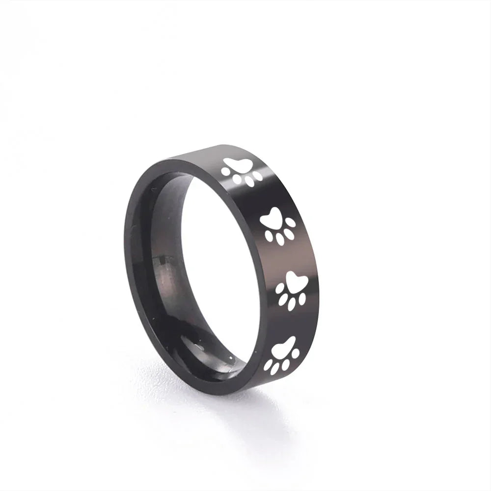 Artisan Paw Print Band in Stainless Steel