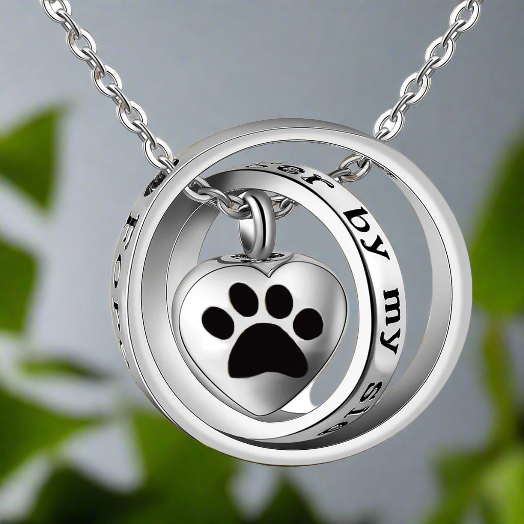 "Always In My Heart, Never Far From Me" – Stainless Steel Urn Paw Necklace