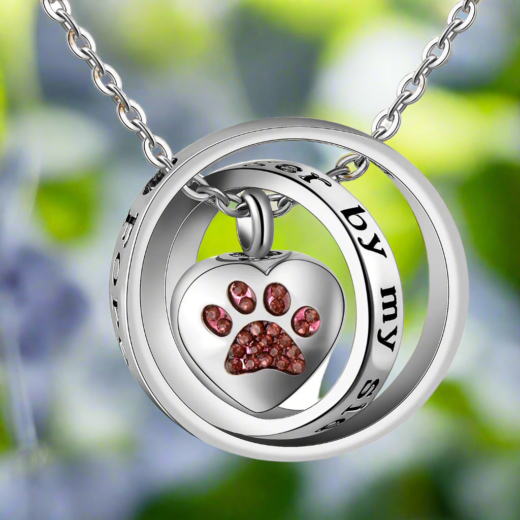 "Always In My Heart, Never Far From Me" – Stainless Steel Urn Paw Necklace