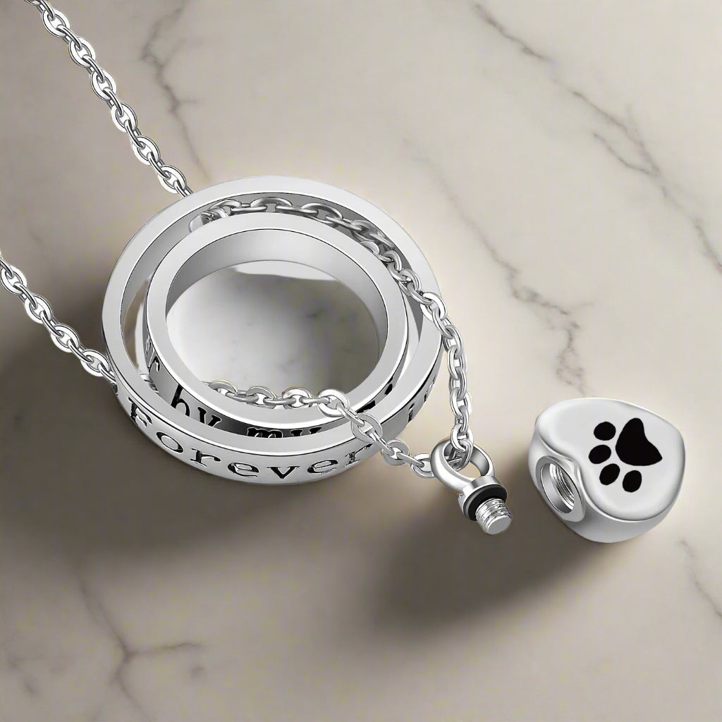 "Always In My Heart, Never Far From Me" – Stainless Steel Urn Paw Necklace