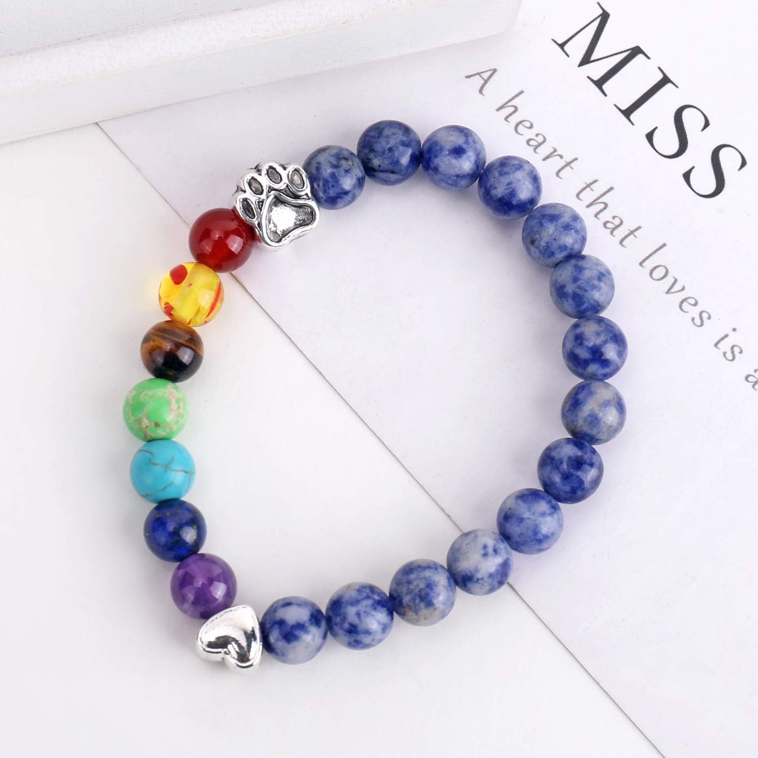 Memorial Bracelet for the Rainbow Bridge – 7 Chakra Beads