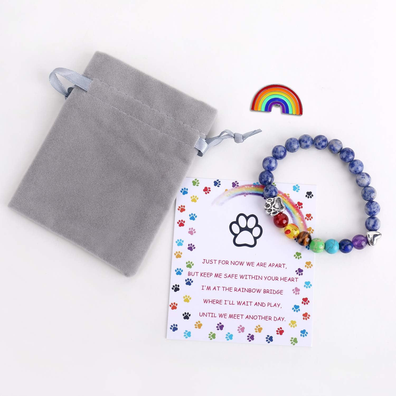 Memorial Bracelet for the Rainbow Bridge – 7 Chakra Beads
