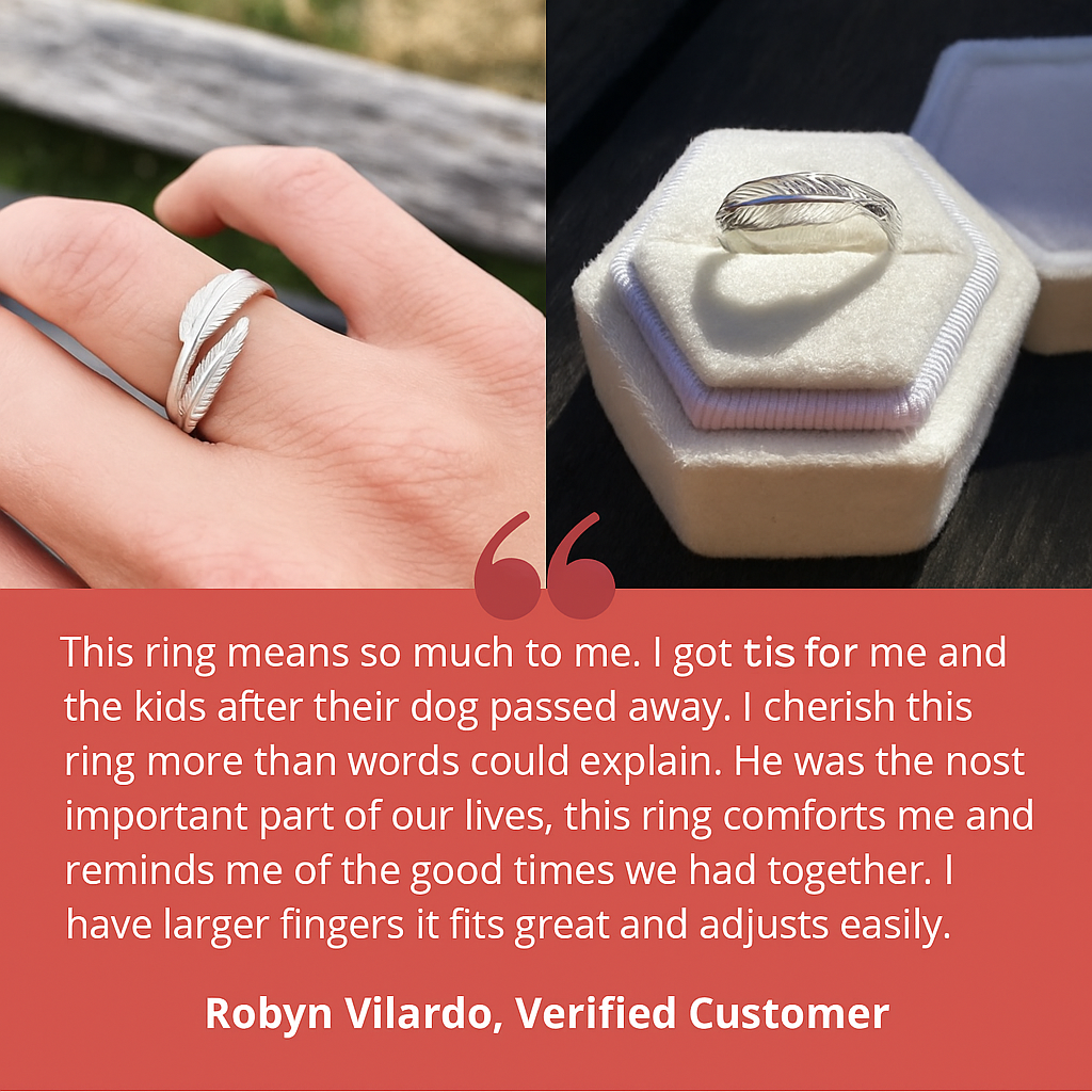 Angel's Feather - Adjustable Remembrance Ring