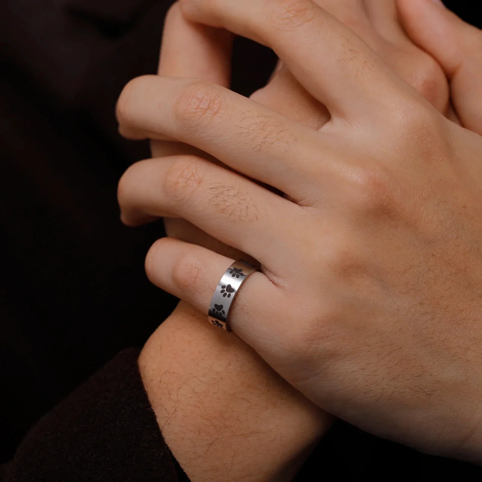 Artisan Paw Print Band in Stainless Steel