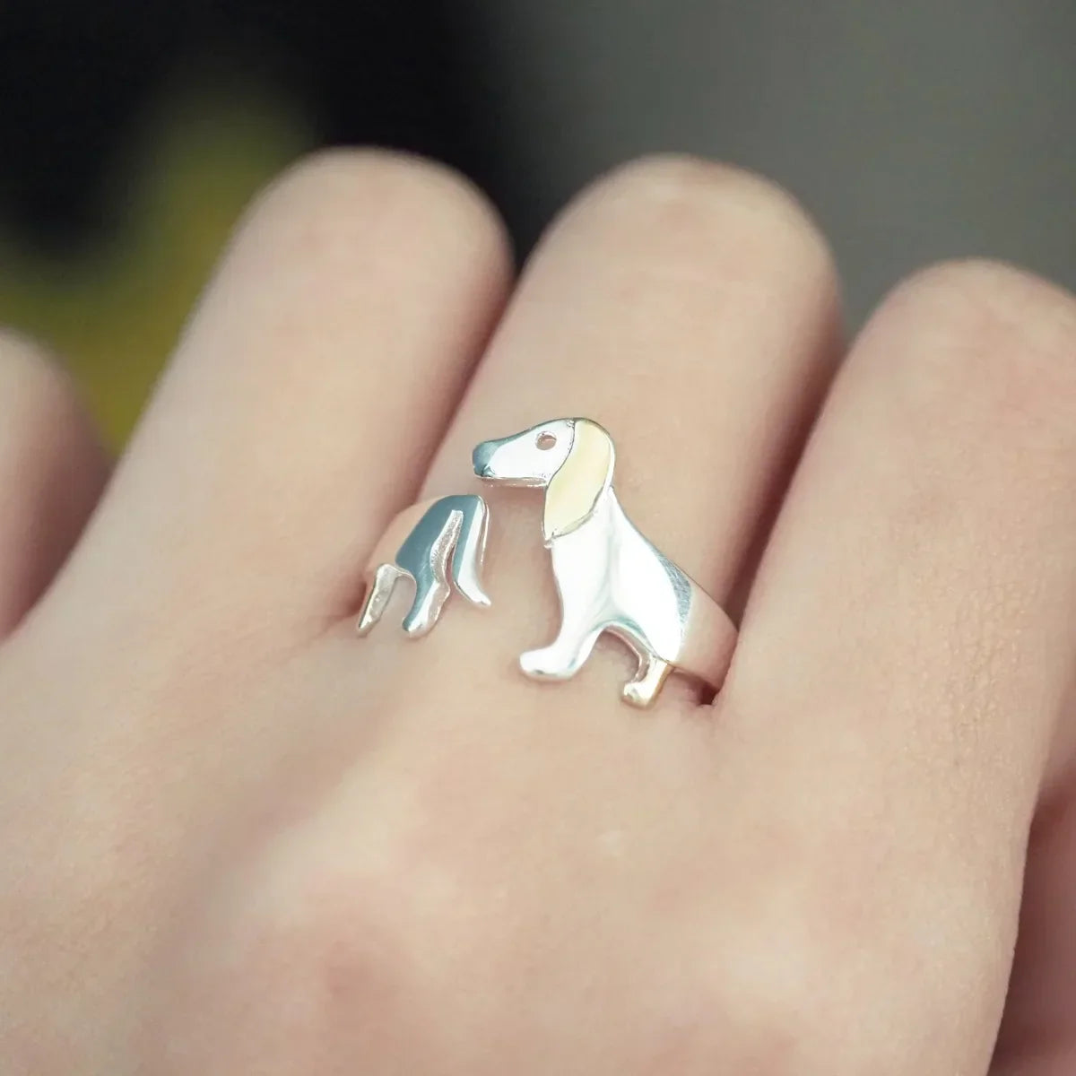 925 Sterling Silver Wiener Dog Ring – Adjustable Size