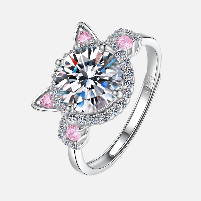 Adjustable Cat Ears Ring featuring Zirconia