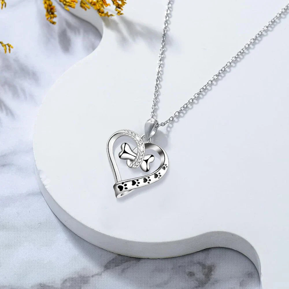 2-Piece Jewelry Set Featuring Paw, Heart & Bone Charms