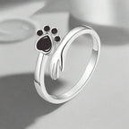 925 Sterling Silver Adjustable Band – Design Featuring Hand and Paw Prints
