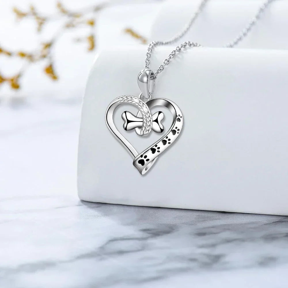 2-Piece Jewelry Set Featuring Paw, Heart & Bone Charms