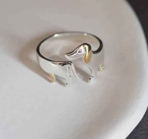 925 Sterling Silver Wiener Dog Ring – Adjustable Size