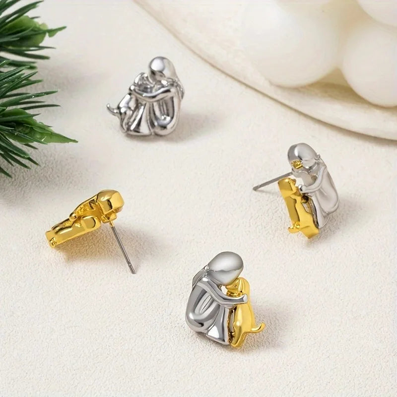 "Always in Your Thoughts" Dog Hug Stud Earrings