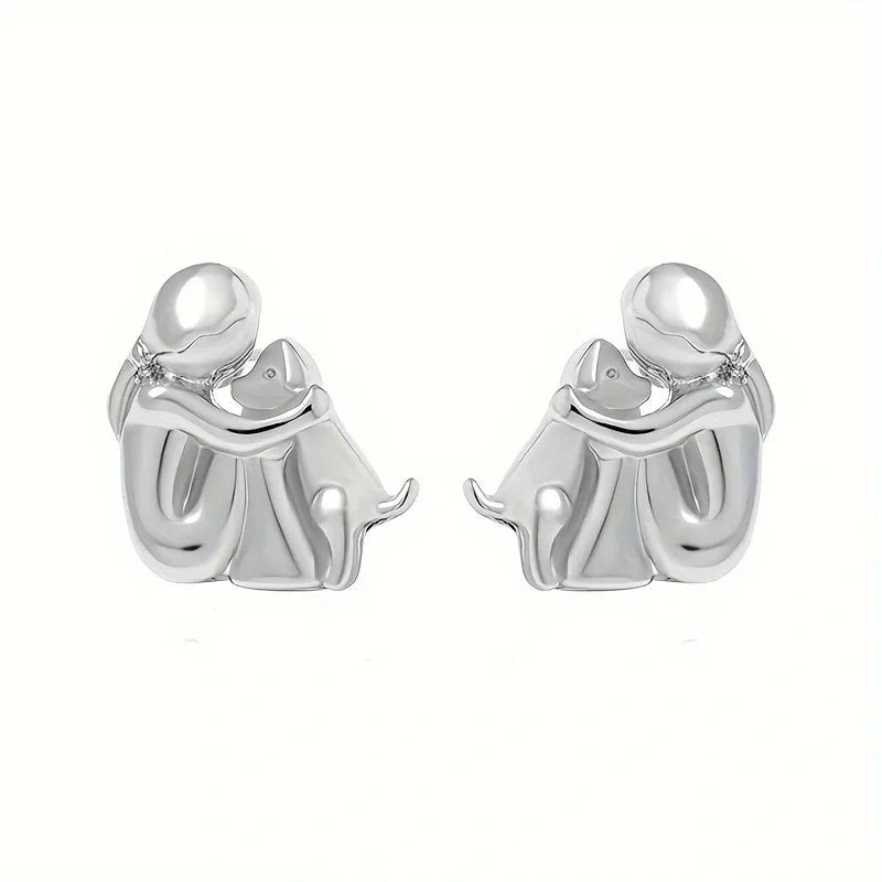 "Always in Your Thoughts" Dog Hug Stud Earrings