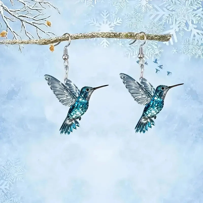 Azure Gem Hummingbird Earrings