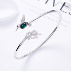 Adjustable Hummingbird Band with Rhinestone Gem