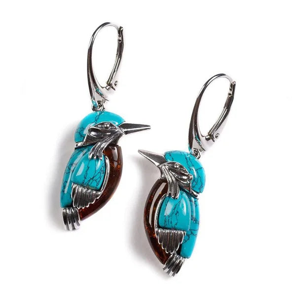 Cerulean Hummingbird Enamel Earrings