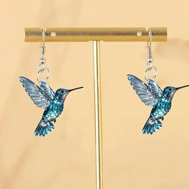 Azure Gem Hummingbird Earrings