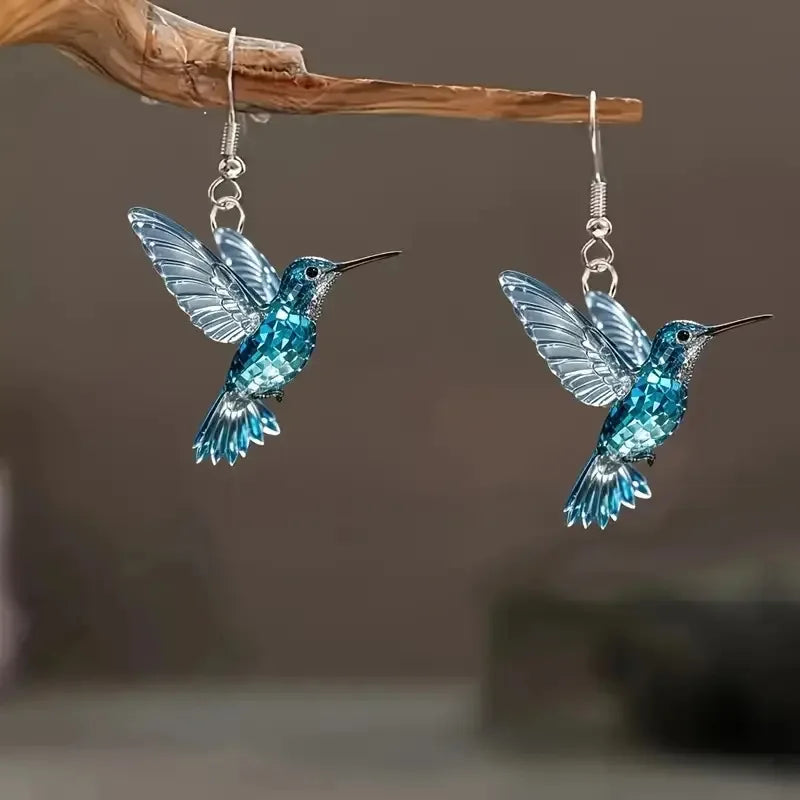 Azure Gem Hummingbird Earrings
