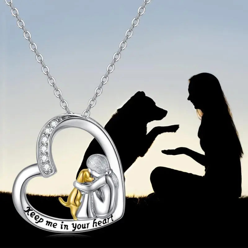 925 Sterling Silver Pendant – Heart & Canine Design with Zirconia