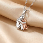 "Always in Your Thoughts" Cat Embrace Pendant Necklace