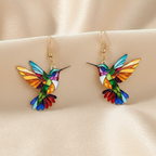 Rainbow Hummingbird Earrings - "Happiness Soars" Statement Drops