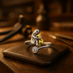 925 Sterling Silver Canine Ring with Zirconia – Handmade & Adjustable