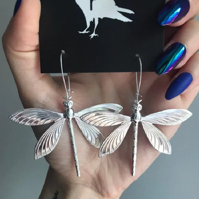 Antique Silver Dragonfly Earrings