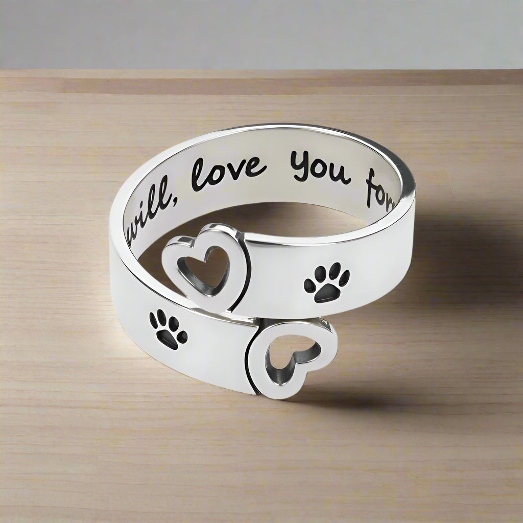 Adjustable Heart & Paw Twist Ring – Made of Stainless Steel